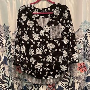 Black & Blue Floral Work Blouse